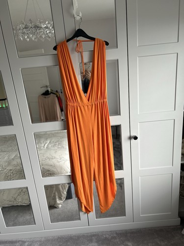 Orange beach jumpsuit - orange,