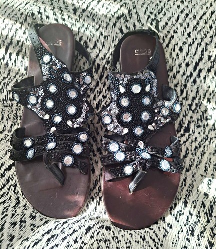 Black bedazzled asos sandals - black,