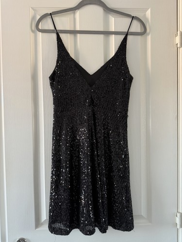 Asos black sequin cami skater - sequin,