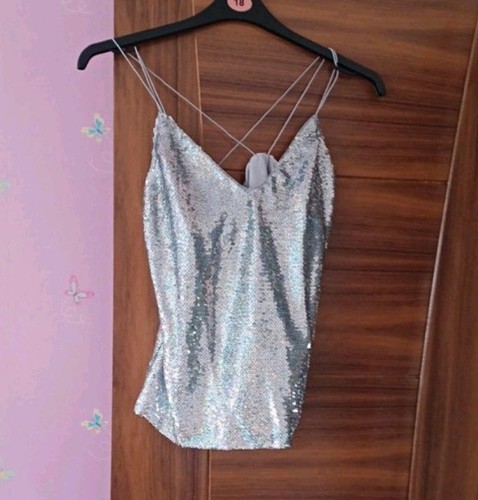 Asos silver sequin camisole - silver,