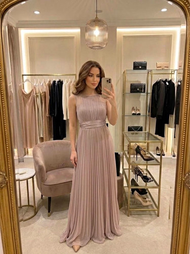 Long dress pink chiffon - pink,