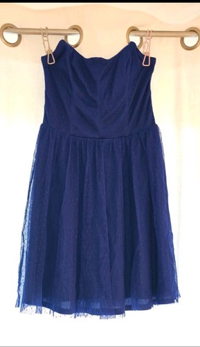 Tulle blue polka - blue, strapless