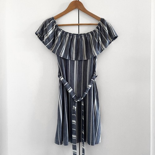 Blue white asos off shoulder - &,