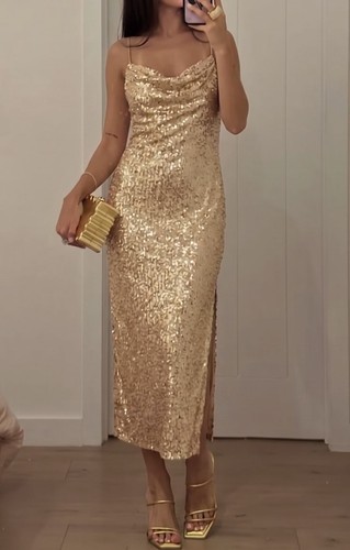 Asos womens gold midaxi dress - asos,